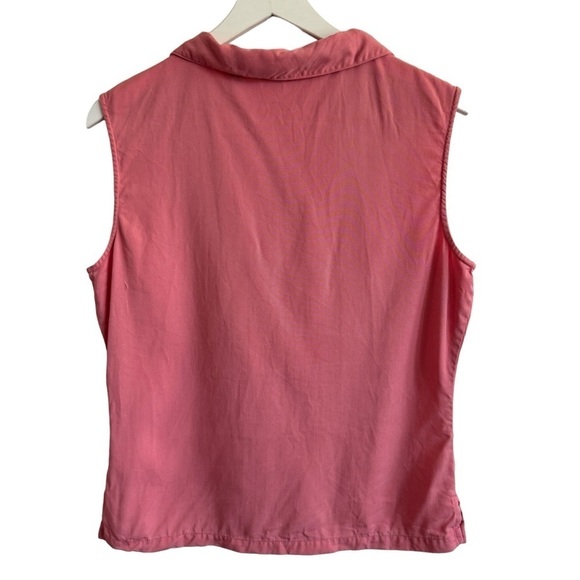 Kavu Pink Zipper Front Collared Sleeveless Top, Tencel Lyocell, Size L - Picture 5 of 7